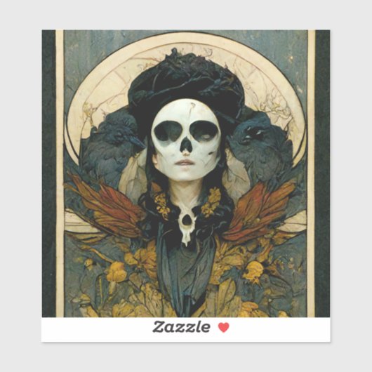 Raven Witch Fantasy Horror Goth Gothic Aufkleber (Blatt)