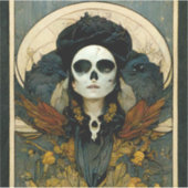 Raven Witch Fantasy Horror Goth Gothic Aufkleber (Vorderseite)