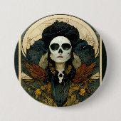 Raven Witch Fantasy Horror Goth Gothic Button (Vorderseite)
