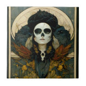 Raven Witch Fantasy Horror Goth Gothic Fliese (Vorderseite)