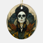 Raven Witch Fantasy Horror Goth Gothic Keramik Ornament (Links)