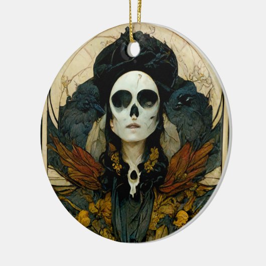 Raven Witch Fantasy Horror Goth Gothic Keramik Ornament (Links)