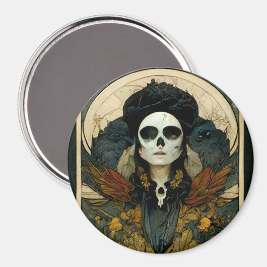 Raven Witch Fantasy Horror Goth Gothic Magnet (Vorderseite/Rückseite)