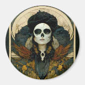 Raven Witch Fantasy Horror Goth Gothic Magnet (Vorne)