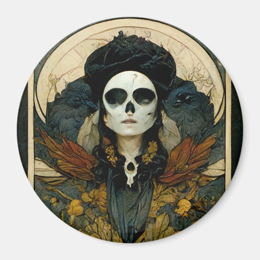 Raven Witch Fantasy Horror Goth Gothic Magnet (Vorne)