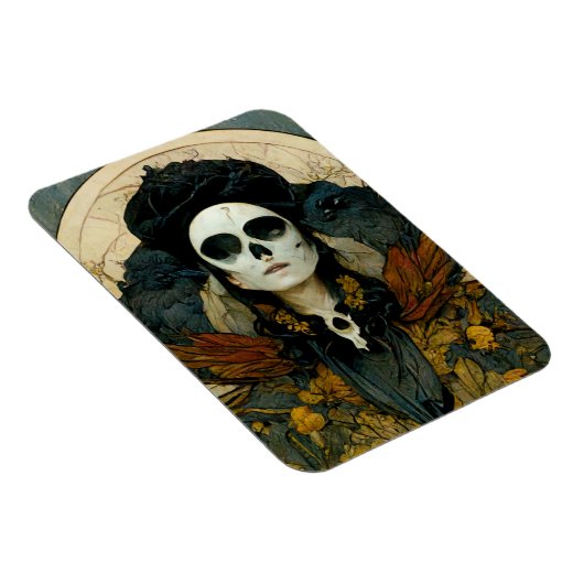 Raven Witch Fantasy Horror Goth Gothic Magnet (Rechte Seite)