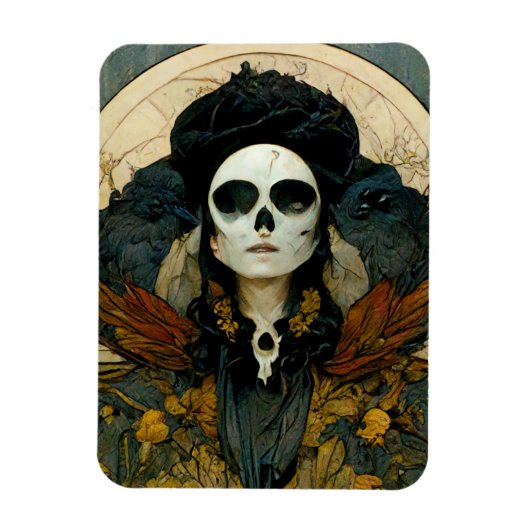 Raven Witch Fantasy Horror Goth Gothic Magnet (Vertikal)