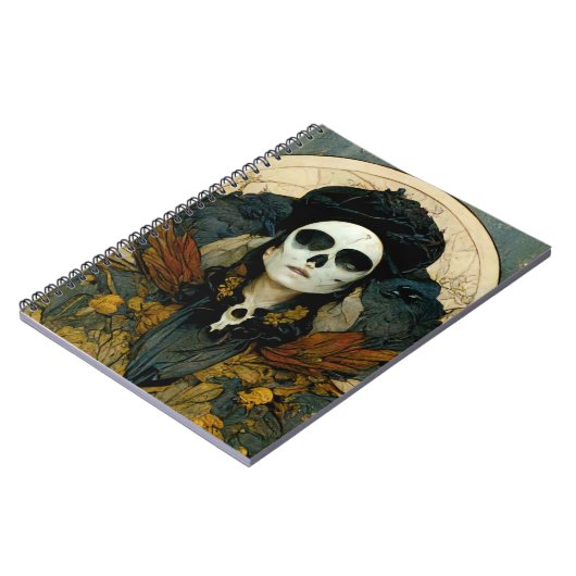 Raven Witch Fantasy Horror Goth Gothic Notizblock (Linke Seite)