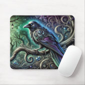 Raven with Iridescent Feathers in verzaubertem Wal Mousepad (Mit Mouse)