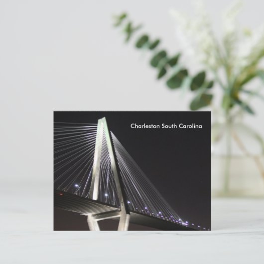 Ravenel Bridge at Night, Charleston SC, Postkarte (Stehend Vorderseite)