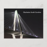 Ravenel Bridge at Night, Charleston SC, Postkarte