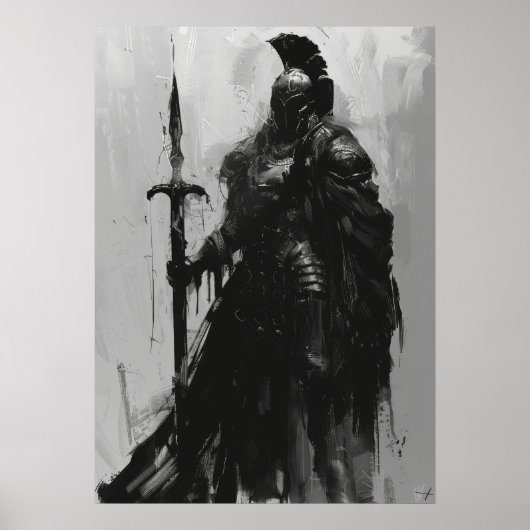 Ravenn Warrior in Heavy Black Plate Armor Poster (Vorne)