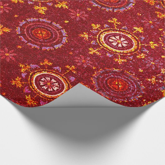 RAVENNA BYZANTINE MOSAICS,STARS,RED STARRY NIGHT GESCHENKPAPIER (Ecke)