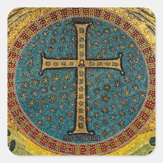 Ravenna Mosaic Cross Quadratischer Aufkleber (Vorderseite)
