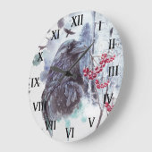Ravens Abstrakt Watercolor Winterlandschaft | Große Wanduhr (Winkel)