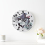 Ravens Abstrakte Aquarellfarben - Hintergrund | Große Wanduhr (Zuhause)