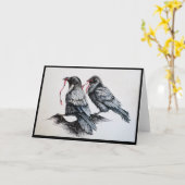 Ravens and Red Ribbon Karte (Gelbe Blume)