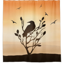 Ravens bei Sunset Duschvorhang Wohngestaltung