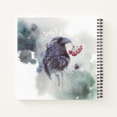 Ravens Berries Watercolor Splash Hintergrund Notizbuch (Rückseite)