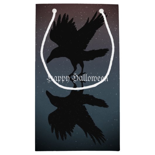 Ravens Birds Night Starry Sky Grunge Kleine Geschenktüte (Rückseite)