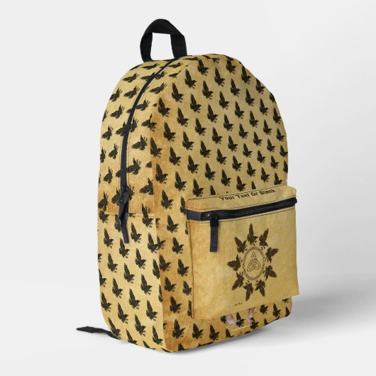 Ravens Circle Dance Bedruckter Rucksack (Rückseitige Ecke links)