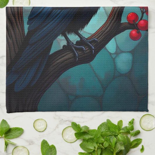 Ravens-Crows-Glass Cherry Tree Geschirrtuch (Gefaltet)