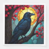 Ravens-Crows-Glass Cherry Tree Serviette (Vorderseite)