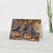 Ravens Crows mit Pumpkins Candles Edgar Allan Poe Karte (Vorderseite)