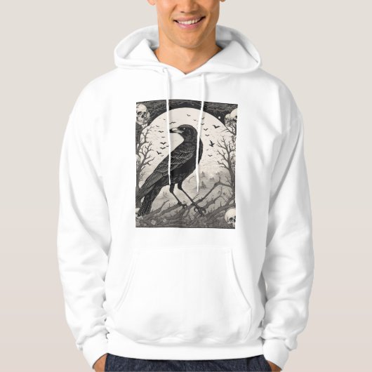 Raven's Embrace: Ein Tanz der Schädel und Rose Hoodie (Vorderseite)