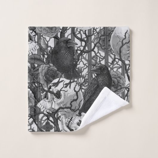 Raven's Geheimnis. Dunkle und launische gotische I Badhandtuch Set (Waschlappen)