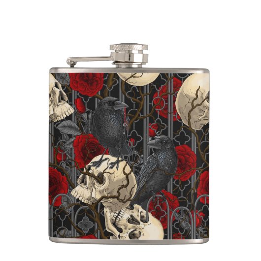 Raven's Geheimnis. Dunkle und launische gotische I Flachmann (Vorderseite)