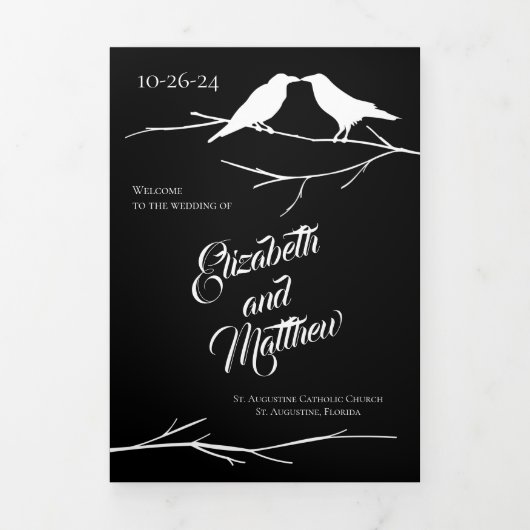 Ravens Gothic Wedding Dreifach-gefaltete Programmkarte (Cover)