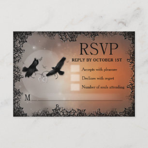 Ravens Halloween UAWG 3.5x5 passende Antwortkarte RSVP Karte