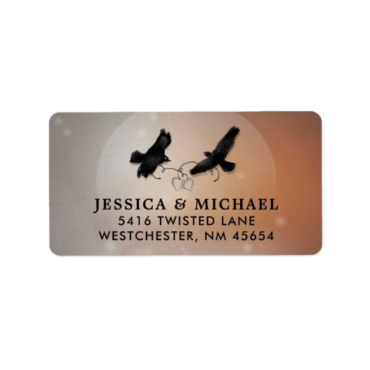 Ravens & Hearts Halloween-Hochzeitsplattform Adressaufkleber (Vorne)