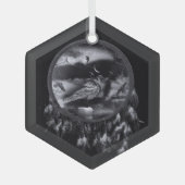 Ravens in Dreamcatcher Ornament Aus Glas (Vorderseite)