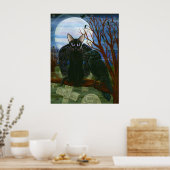 Raven's Moon Black Cat Crow Gothic Art Poster (Küche)