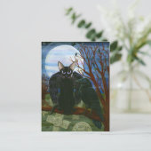 Raven's Moon Black Cat Crow Gothic Art Postkarte (Stehend Vorderseite)