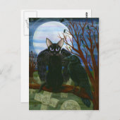 Raven's Moon Black Cat Crow Gothic Art Postkarte (Vorne/Hinten)