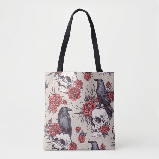 Ravens, Skulls und Blume Tasche (Vorderseite)