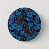 Ravens und blaue Rose Button (Vorderseite)