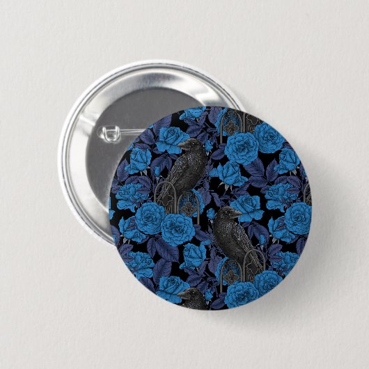Ravens und blaue Rose Button (Vorne & Hinten)
