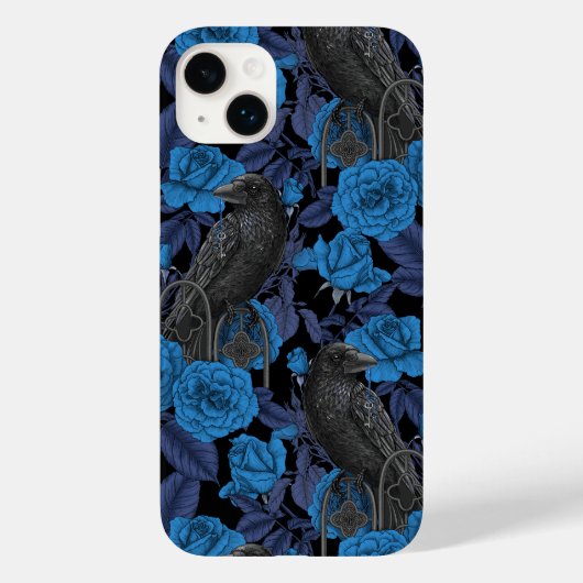 Ravens und blaue Rose Case-Mate iPhone Hülle (Rückseite)