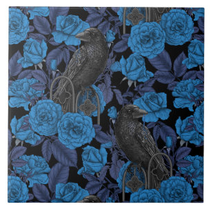 Ravens und blaue Rose Fliese