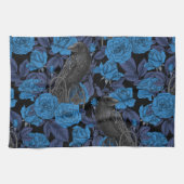Ravens und blaue Rose Geschirrtuch (Horizontal)
