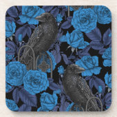 Ravens und blaue Rose Getränkeuntersetzer (Vorderseite)