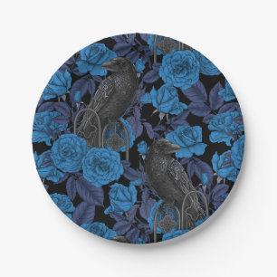 Ravens und blaue Rose Pappteller