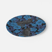 Ravens und blaue Rose Pappteller (Schrägansicht)
