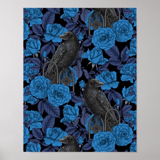 Ravens und blaue Rose Poster (Vorne)