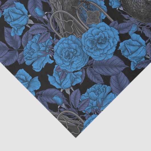 Ravens und blaue Rose Seidenpapier (Ausschnitt)