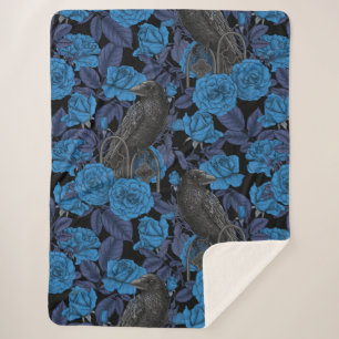 Ravens und blaue Rose Sherpadecke